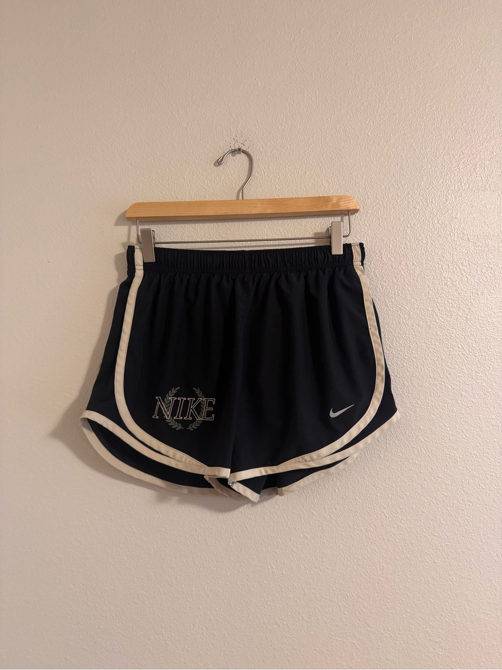 Nike Black Women's Athletic Shorts with Cream Trim
